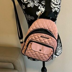 Steve Madden Quilted Backpack light pink One Strap Crossbody Sling 3 Pocket 🩷